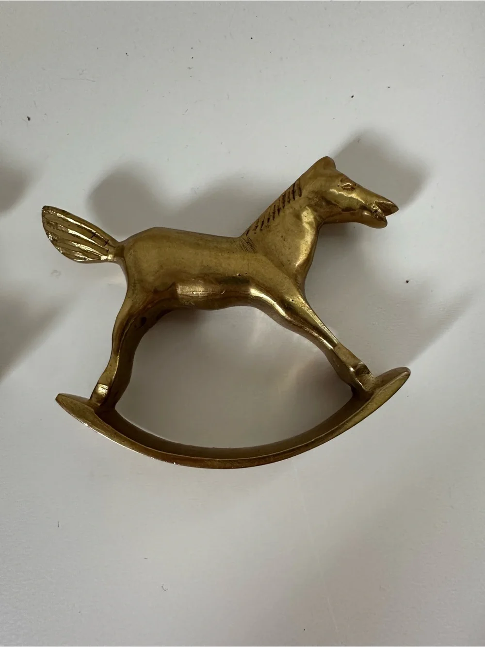 Vintage Set Of 3 mini Brass Rocking Horse Made In India trinket shelf home decor